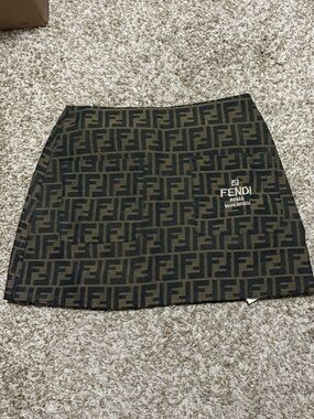 Fendi Black & Brown Zucca Logo Mini Skirt
